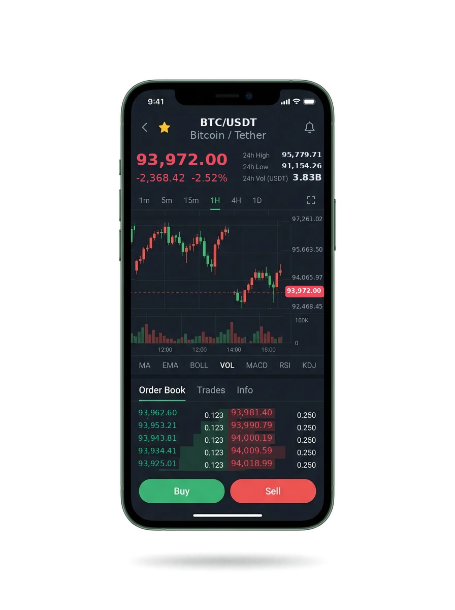 The GCash mobile app showing a watchlist, a signal card and an account balance